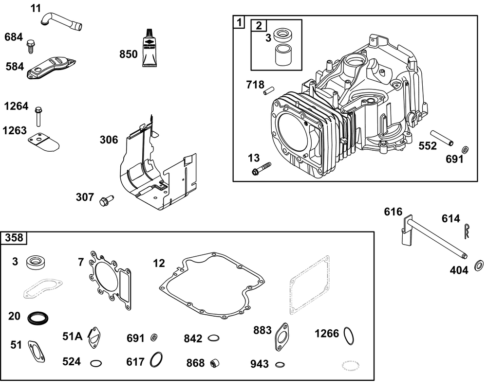 Cylinder Group Diagram and Parts List for 31R777-0066-G1 200000 - 399999 Briggs and Stratton Engine